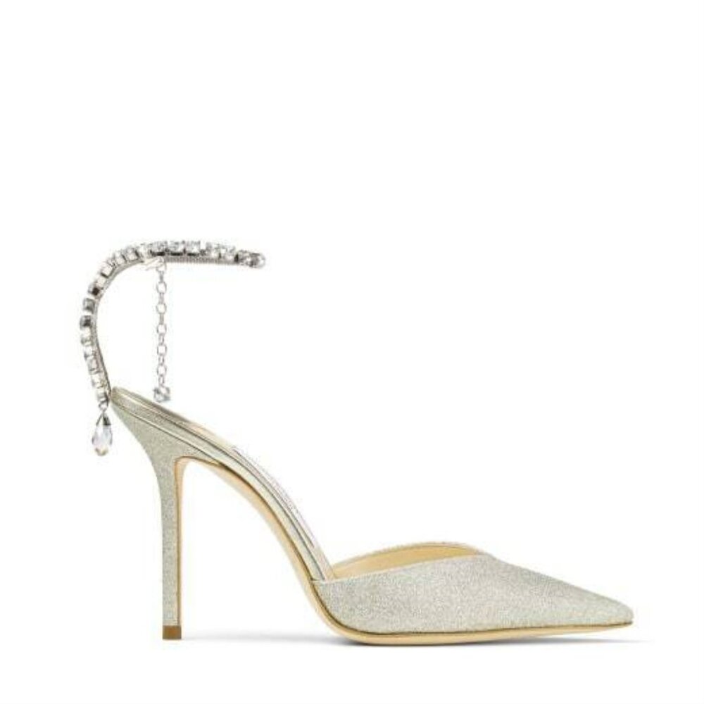 Jimmy Choo Women's Saeda 100 Dusty Glitter Pumps w/ Crystals